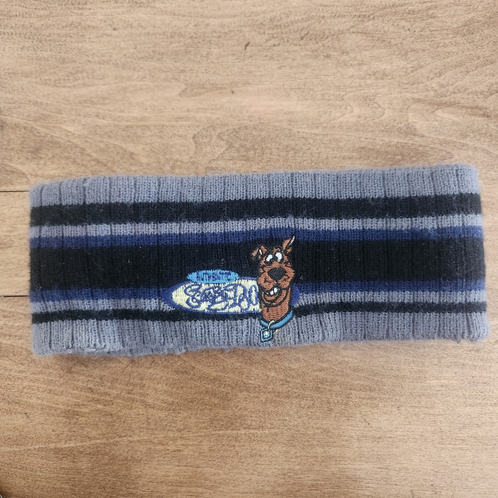 Vintage 2002 Scooby-Doo Striped‎ Knit Headband Grey Navy Y2K Hanna Barbera